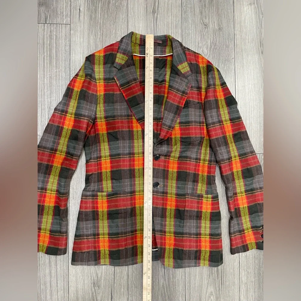 PAUL SMITH Multi Color Plaid Cotton‎ Wool Notch Lapel Sport Coat Size Small